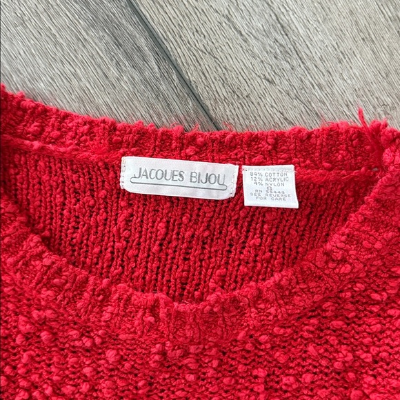 Vintage Jacques Bijou red pyre sleeve mini dress size 8 - Picture 3 of 5